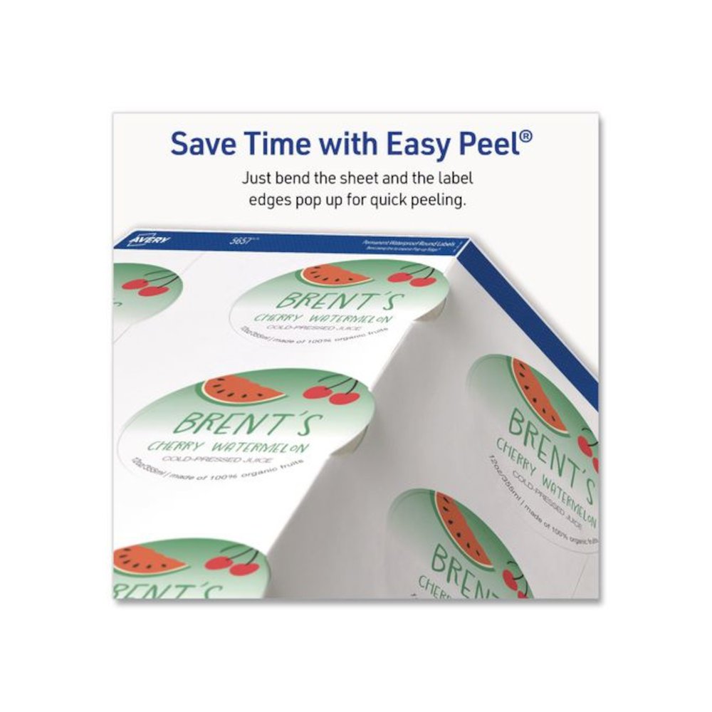 Waterproof Round Labels with Sure Feed Technology, Laser/Pigment-Based Inkjet, 2" dia, Matte White, 12/Sheet, 8 Sheets/Pack. Picture 9