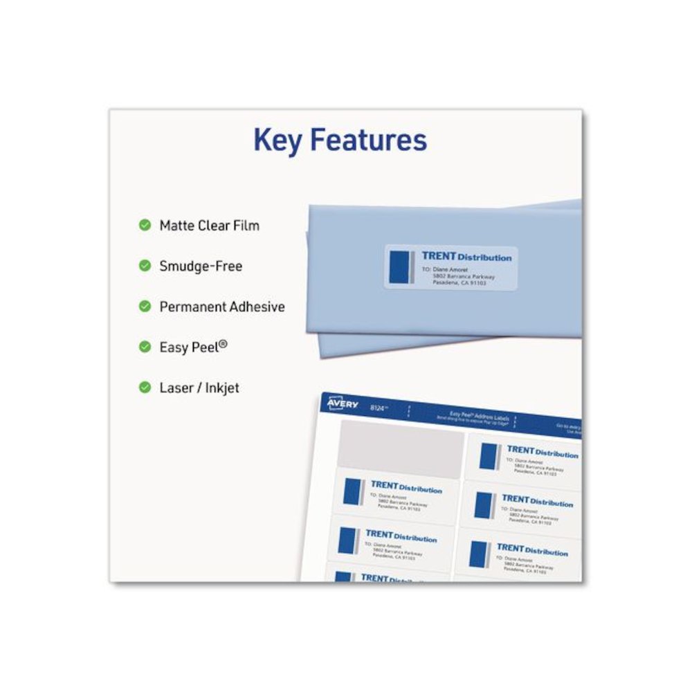 Matte Clear Address Labels with Sure Feed Technology, Inkjet/Laser, 1.33 x 4, 14/Sheet, 10 Sheets/Pack. Picture 2