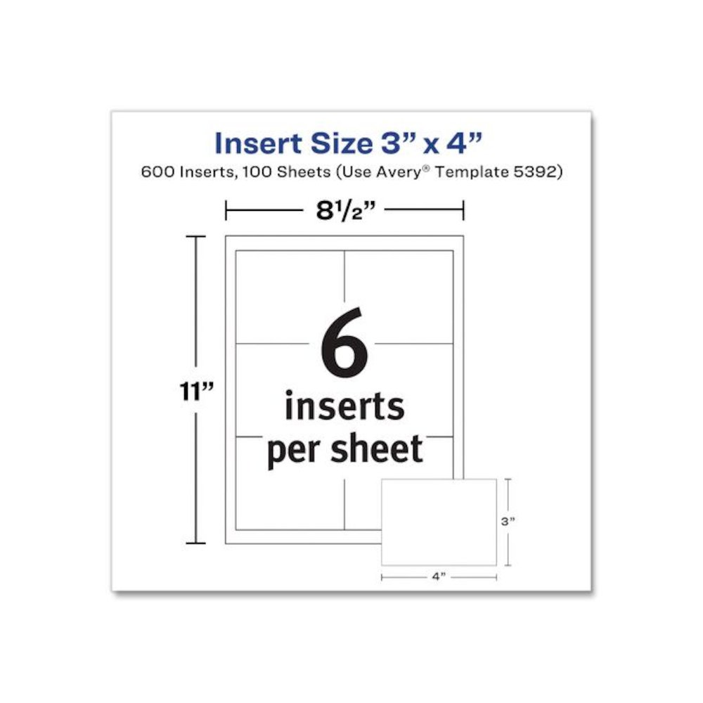 Name Badge Insert Refills, Horizontal, 3 x 4, White, 600/Pack. Picture 4
