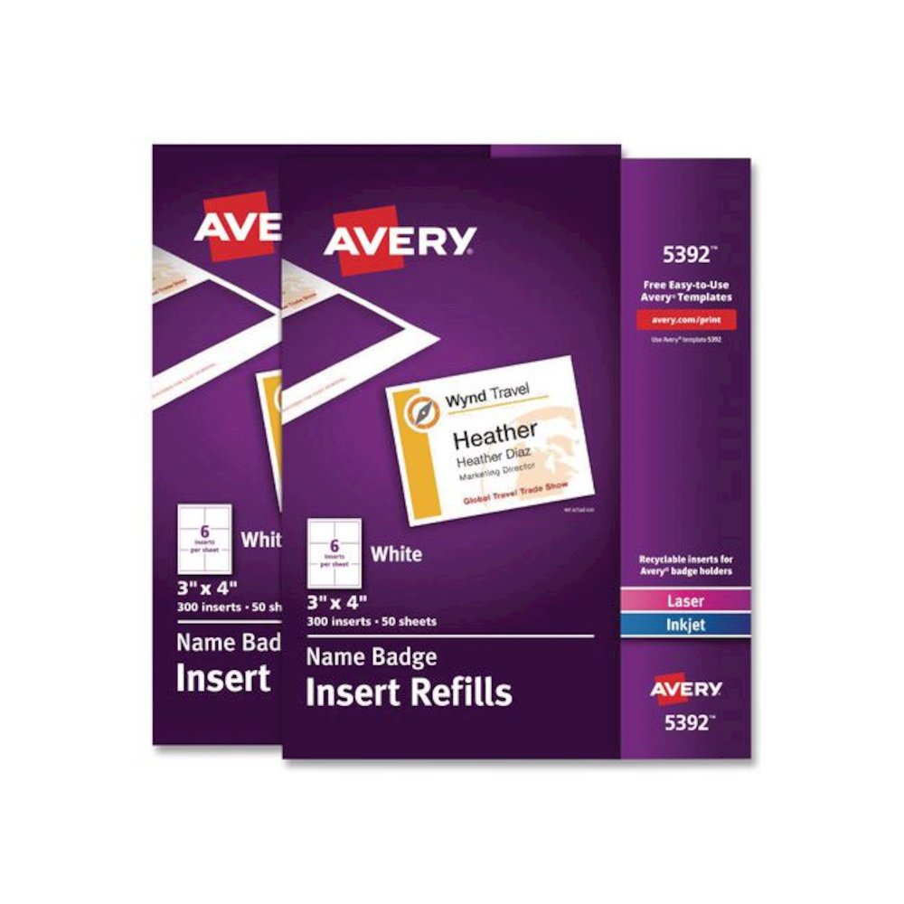 Name Badge Insert Refills, Horizontal, 3 x 4, White, 600/Pack. Picture 1