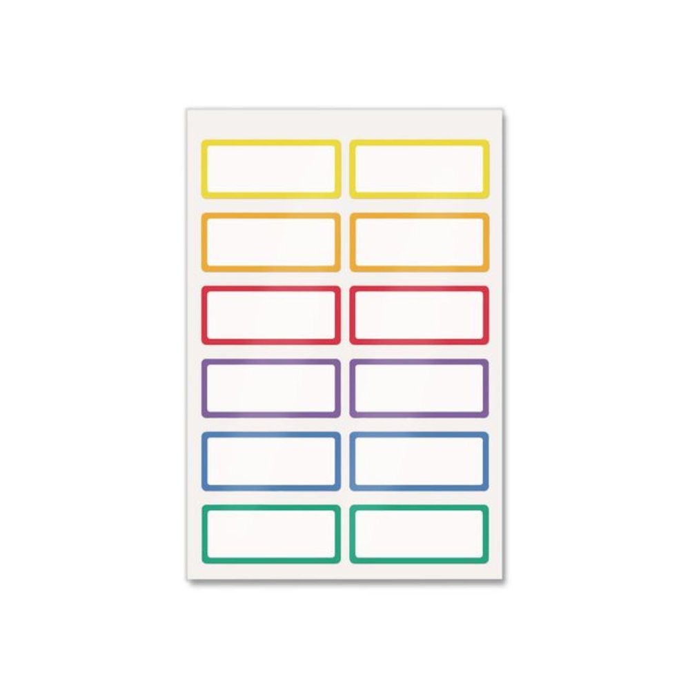 No-Iron Fabric Labels, Rainbow Border, Handwrite Only, 0.75 x 1.75, White, 12/Sheet, 2 Sheets/Pack. Picture 1
