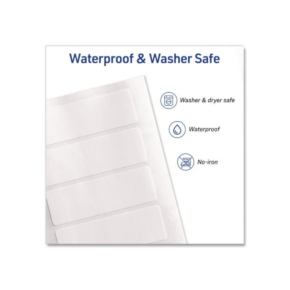 No-Iron Fabric Labels, Handwrite Only, 1 x 3, White, 5/Sheet, 10 Sheets/Pack. Picture 4