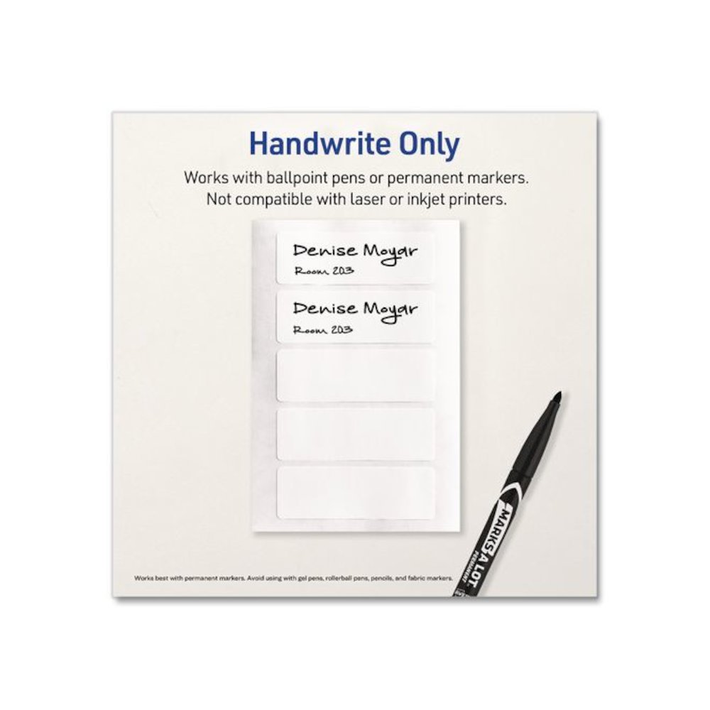 No-Iron Fabric Labels, Handwrite Only, 1 x 3, White, 5/Sheet, 10 Sheets/Pack. Picture 5