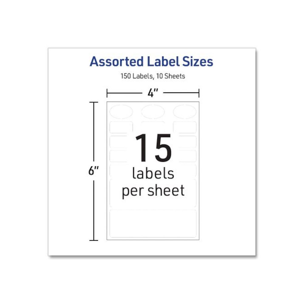 No-Iron Fabric Labels, Handwrite Only, Assorted Shapes and Sizes, White, 15/Sheet, 10 Sheets/Pack. Picture 3