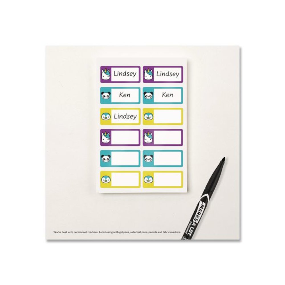 No-Iron Fabric Labels, Character/Colored Border, Handwrite Only, 0.75 x 1.75, White, 12/Sheet, 2 Sheets/Pack. Picture 5