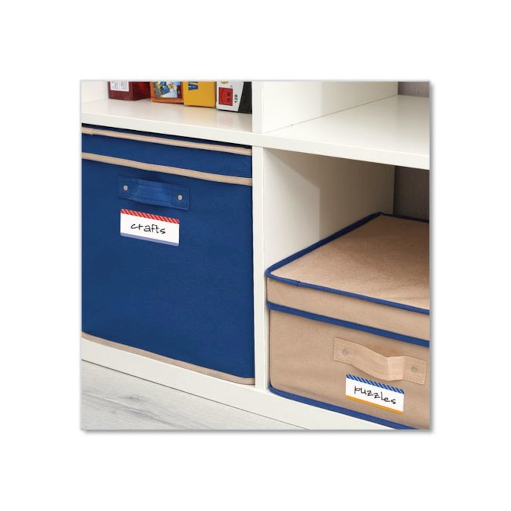 No-Iron Fabric Labels, Multicolored Border, Handwrite Only, 0.75 x 1.75, White, 12/Sheet, 2 Sheets/Pack. Picture 6