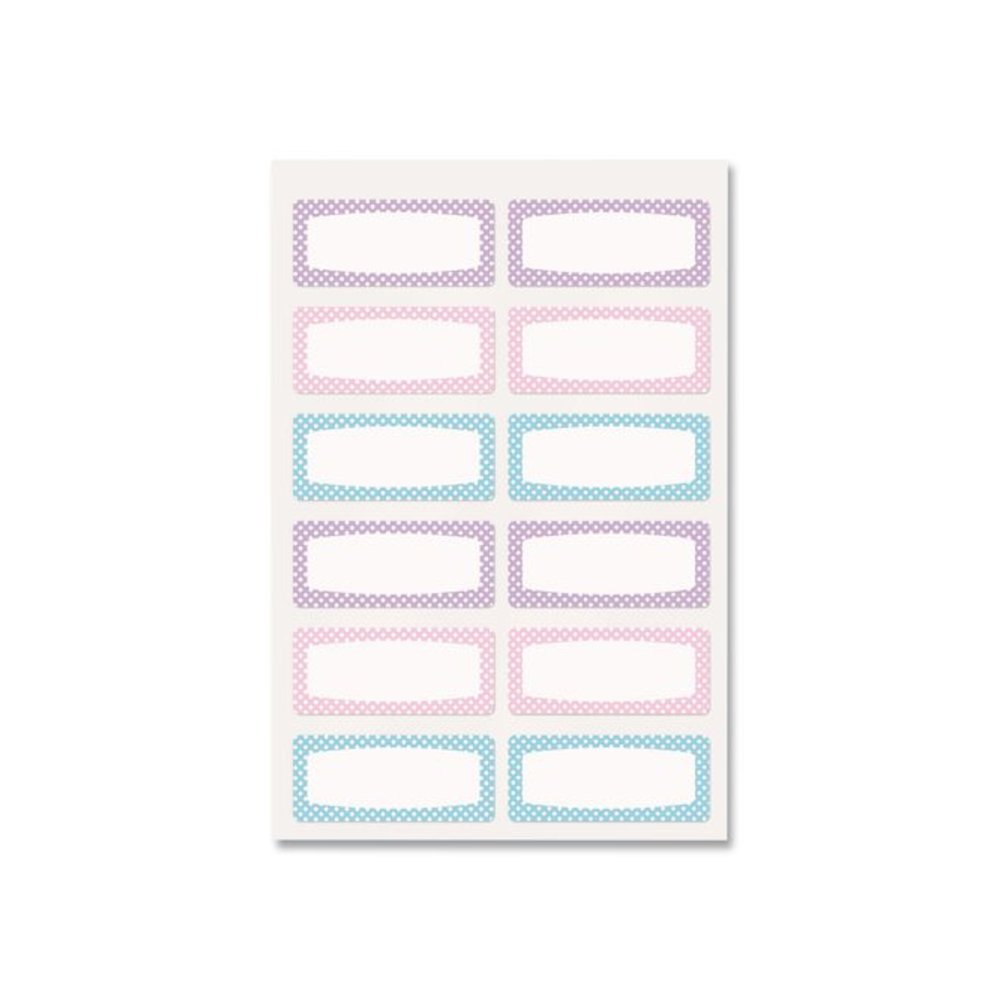 No-Iron Fabric Labels, Pastel Borders, Handwrite Only, 0.75 x 1.75, White, 12/Sheet, 2 Sheets/Pack. Picture 1