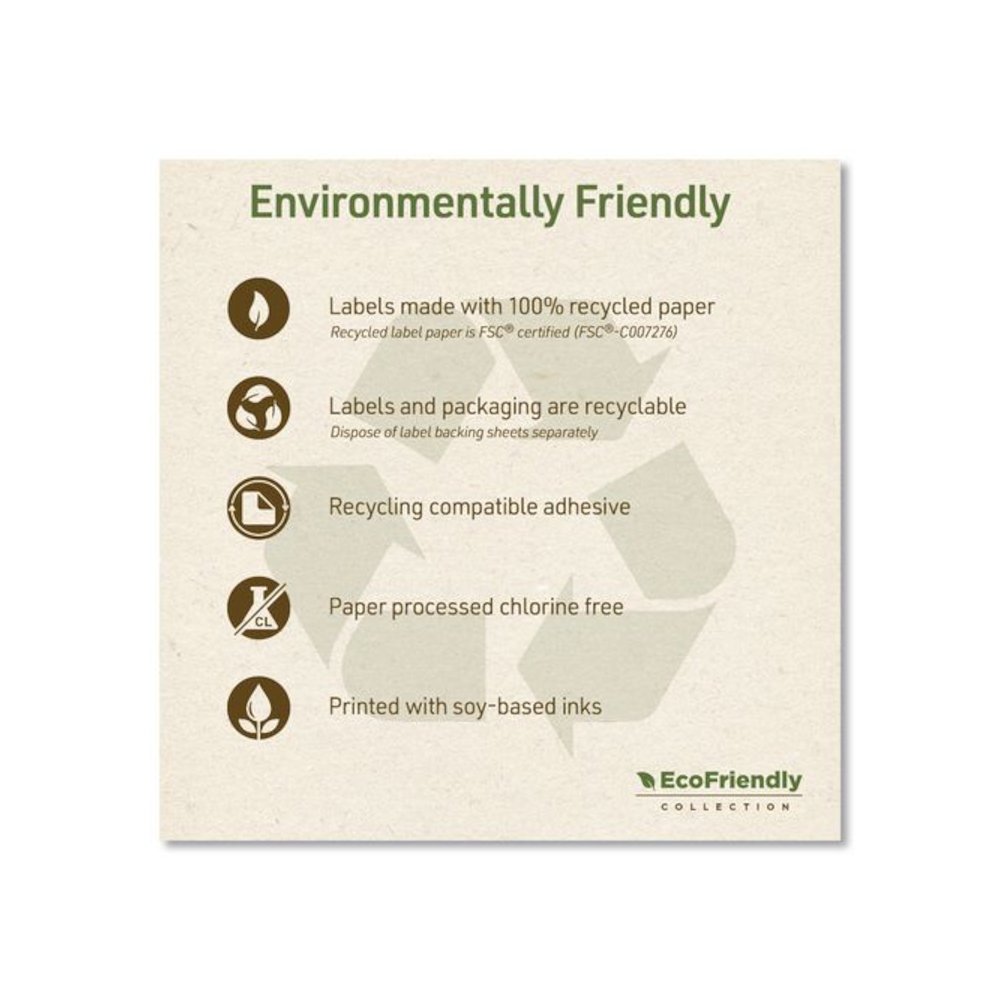 EcoFriendly Recycled Return Address Labels, Inkjet/Laser, 0.66 x 1.75, White, 60/Sheet, 10 Sheets/Pack. Picture 4