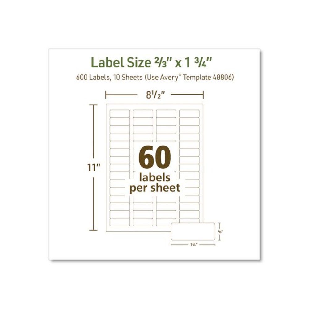 EcoFriendly Recycled Return Address Labels, Inkjet/Laser, 0.66 x 1.75, White, 60/Sheet, 10 Sheets/Pack. Picture 5