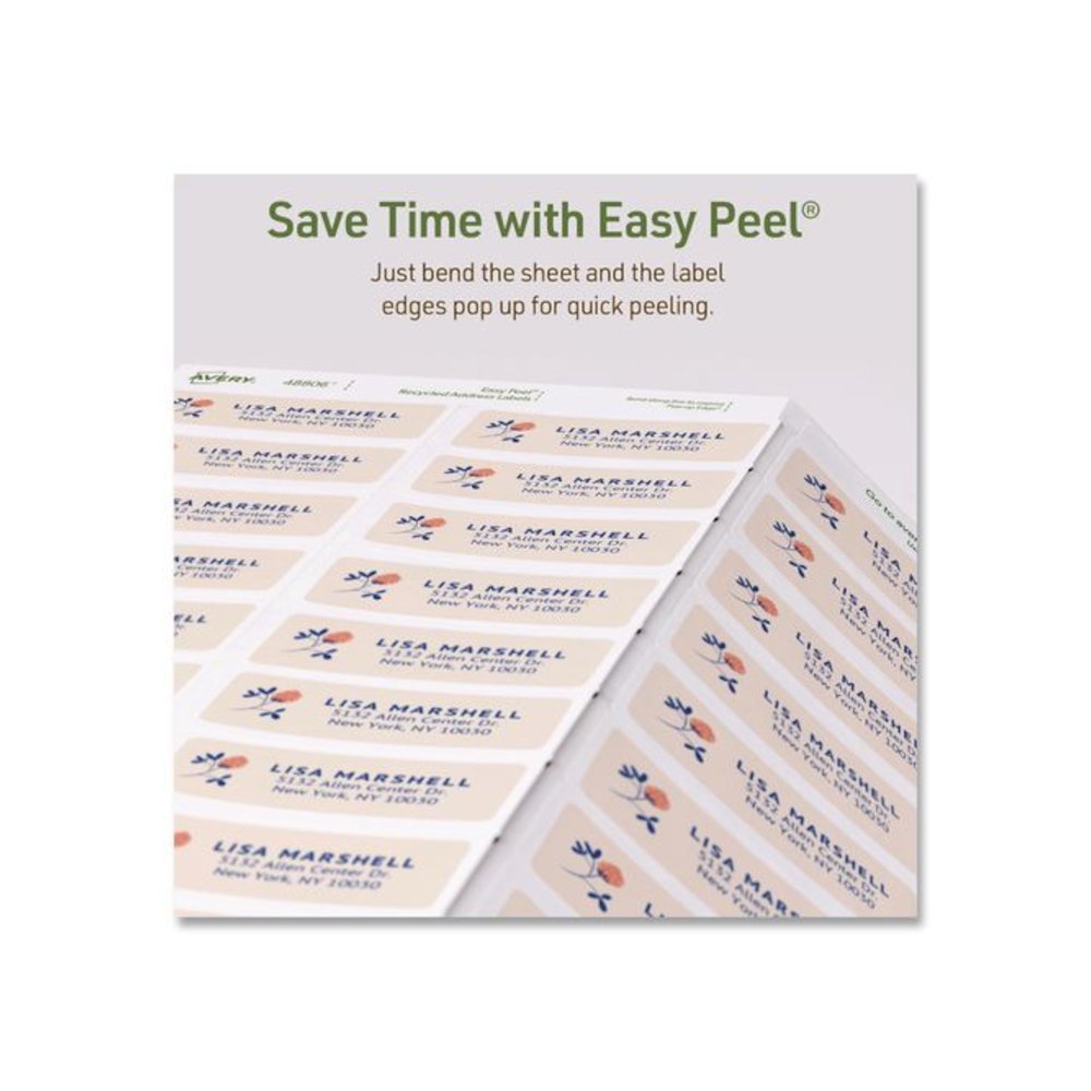 EcoFriendly Recycled Return Address Labels, Inkjet/Laser, 0.66 x 1.75, White, 60/Sheet, 10 Sheets/Pack. Picture 8