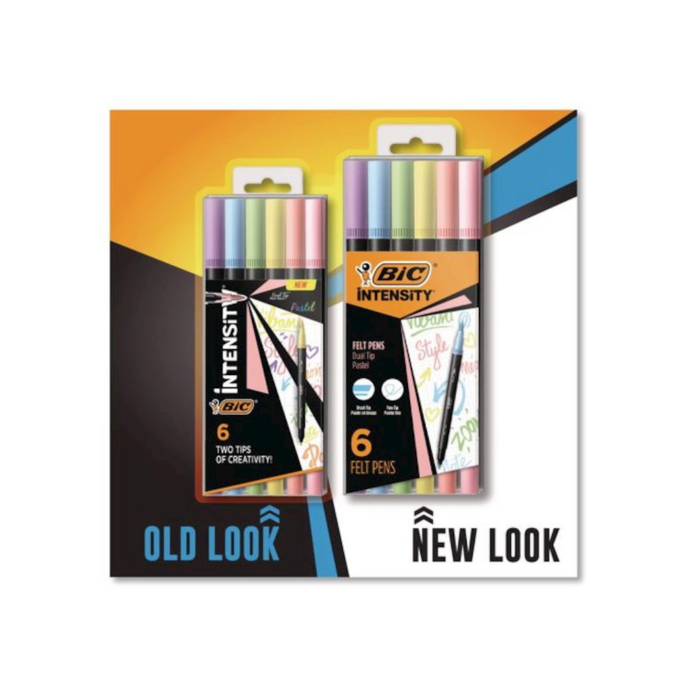Intensity Fineliner Dual Tip Felt Pen, Stick, Fine 0.7 mm Bullet, Variable Brush, Assorted Pastel Ink/Barrel Colors, 6/Pack. Picture 2