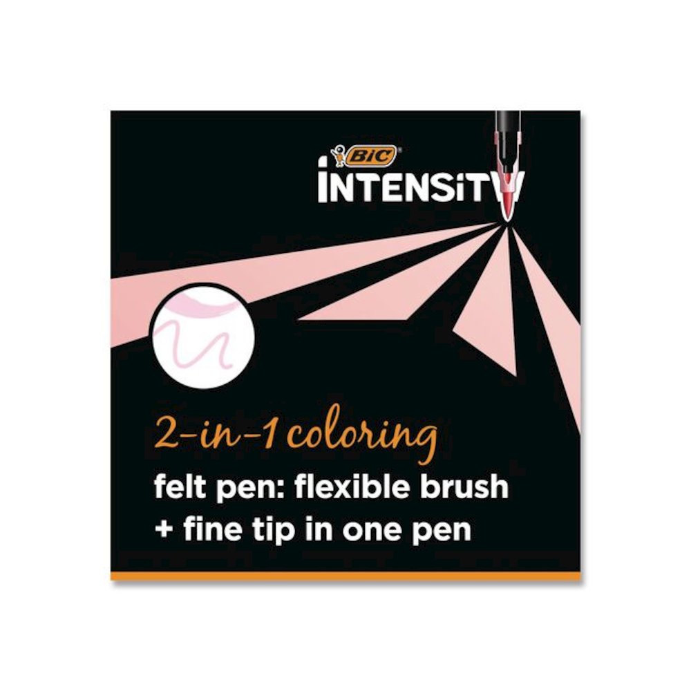 Intensity Fineliner Dual Tip Felt Pen, Stick, Fine 0.7 mm Bullet, Variable Brush, Assorted Pastel Ink/Barrel Colors, 6/Pack. Picture 3