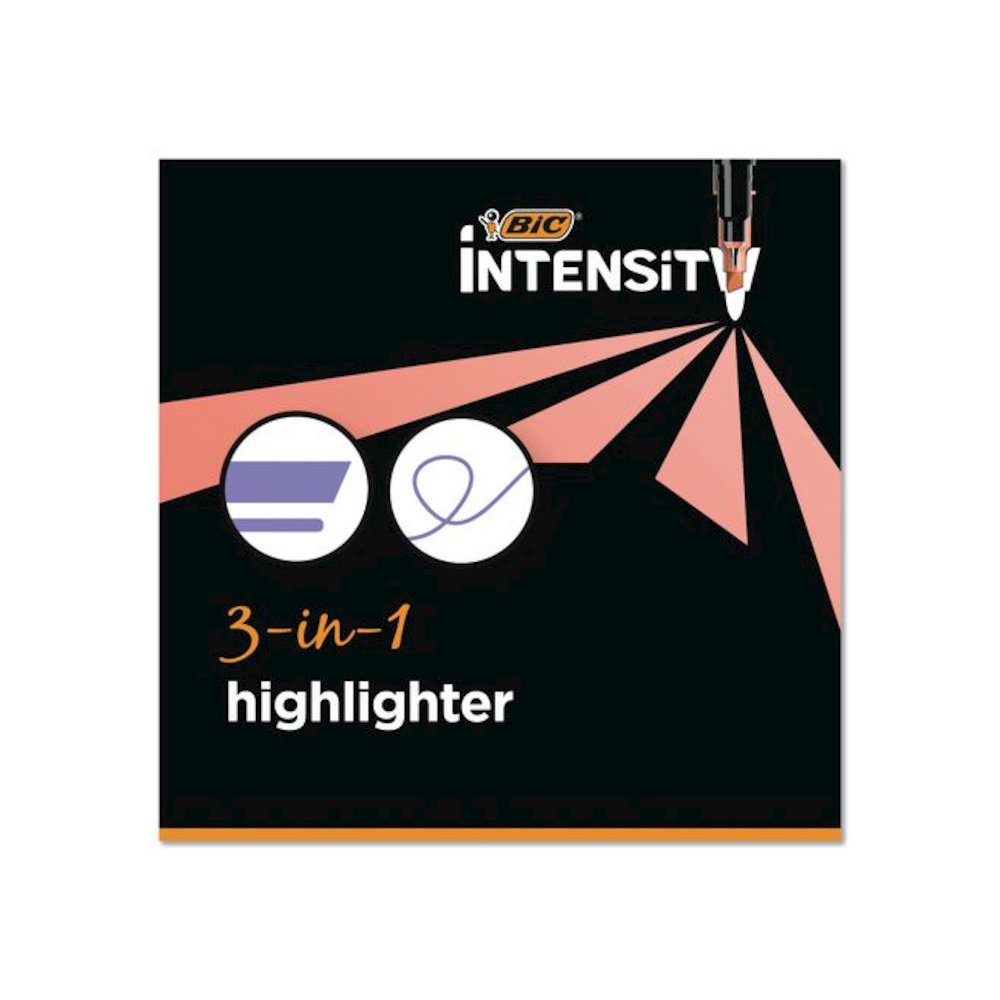 Intensity Dual-Tip Highlighters, Assorted Ink Colors, Chisel/Needle Tips, Black Barrel, 6/Pack. Picture 3