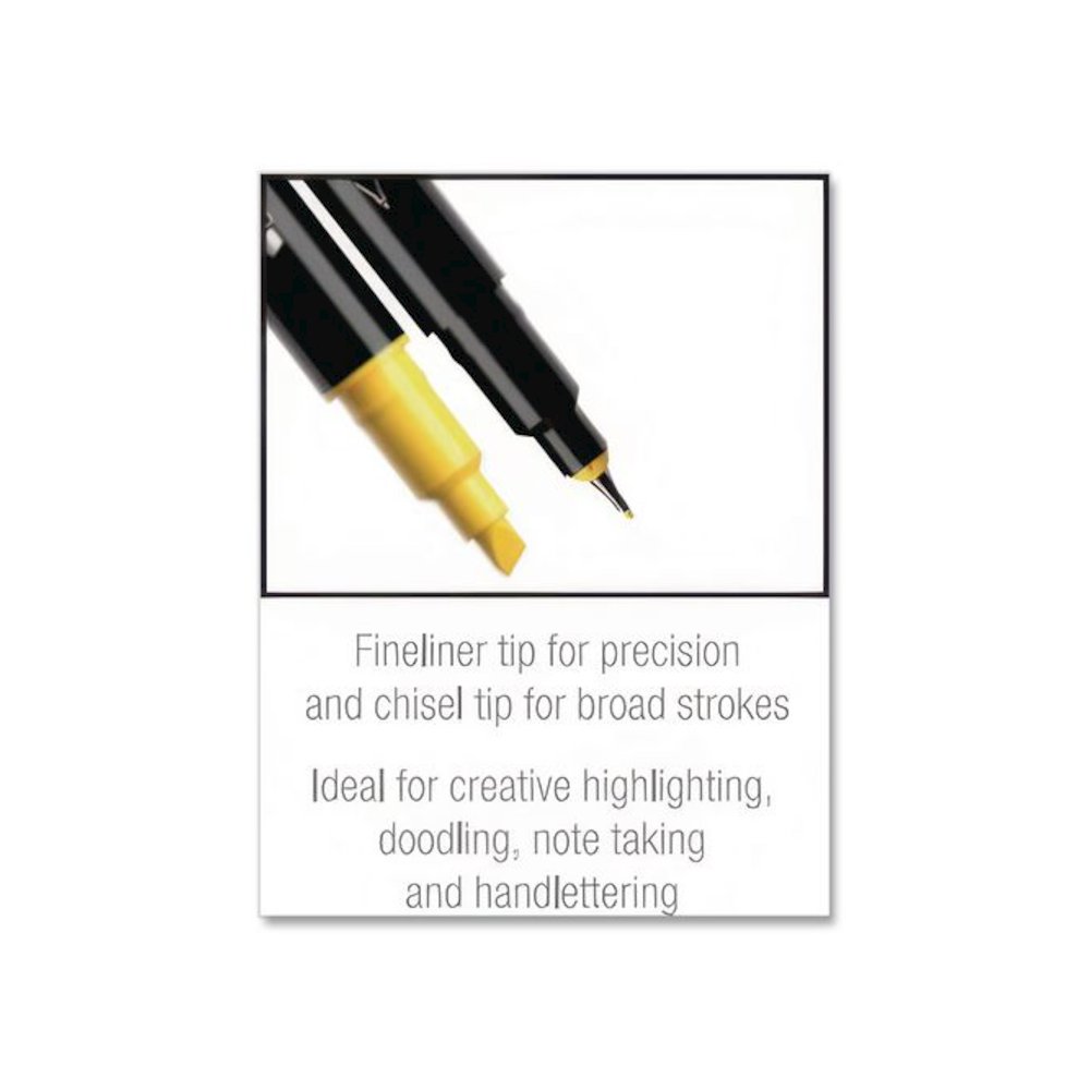 Intensity Dual-Tip Highlighters, Assorted Ink Colors, Chisel/Needle Tips, Black Barrel, 6/Pack. Picture 6