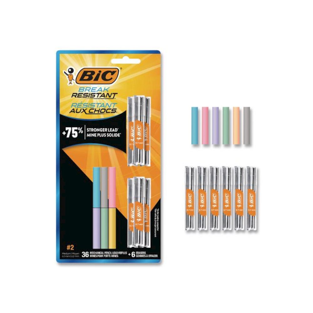Break Resistant Lead Refills, 0.7 mm, HB, Black, 6 Leads/Tube, 6 Tubes/Pack. Picture 1