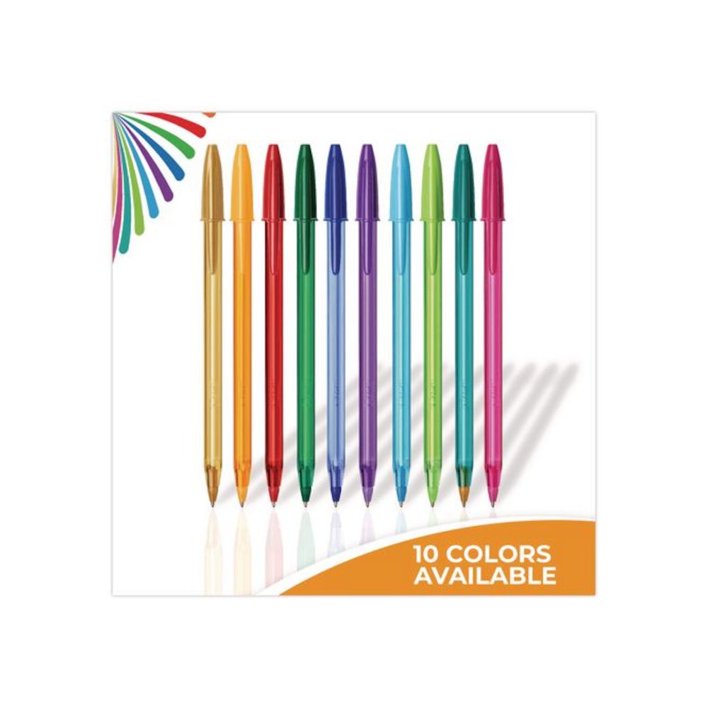 Color Cues Cristal Xtra Smooth Ballpoint Pen, Stick, Medium 1.2 mm, Assorted Ink and Barrel Colors, 60/Box. Picture 2