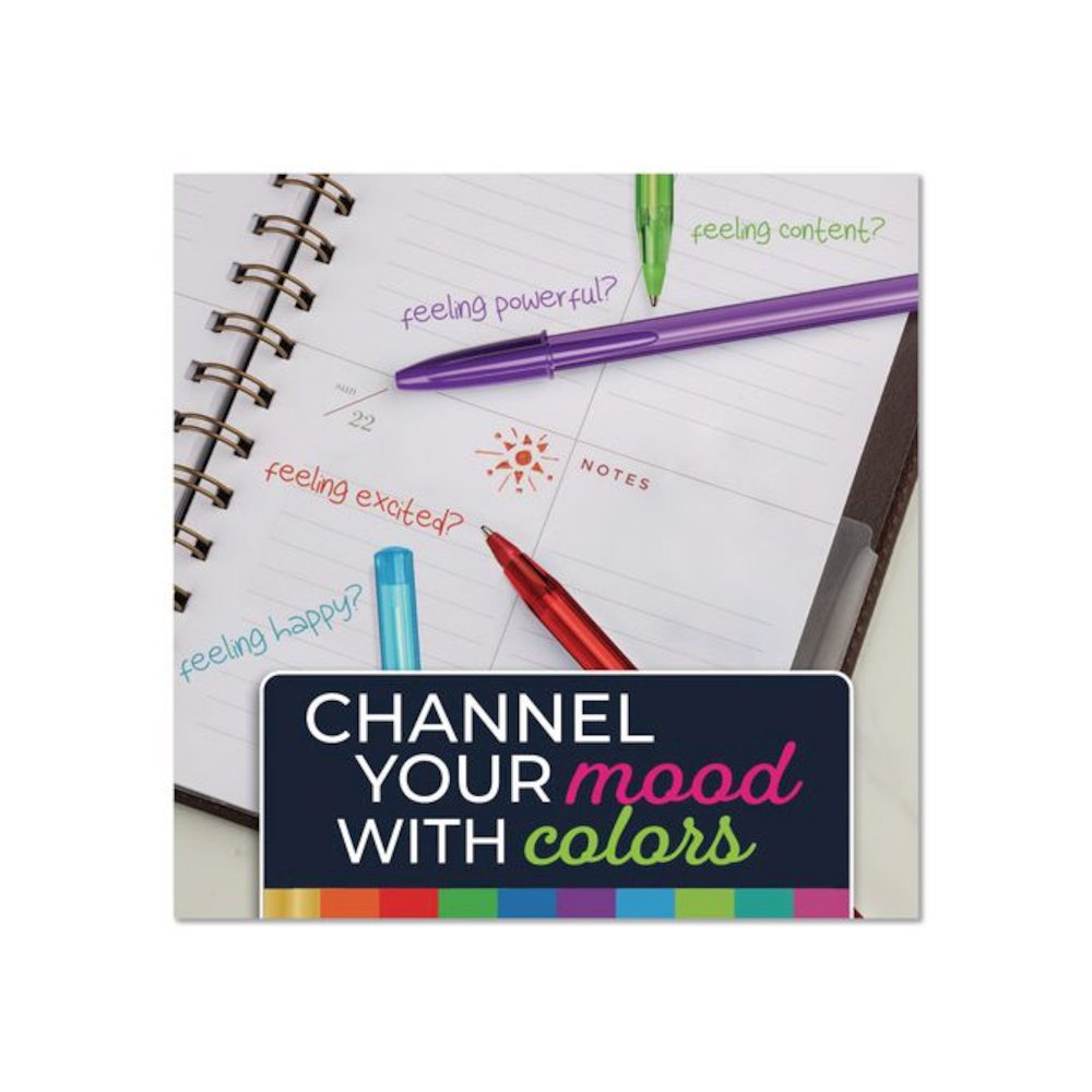 Color Cues Cristal Xtra Smooth Ballpoint Pen, Stick, Medium 1.2 mm, Assorted Ink and Barrel Colors, 60/Box. Picture 3