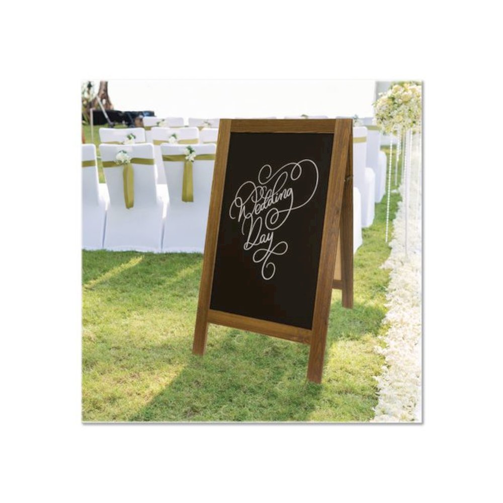 Indoor/Outdoor A-Frame Sidewalk Sign, Black 18 x 29 Surface, Brown Frame, 22 x 25 x 40. Picture 5