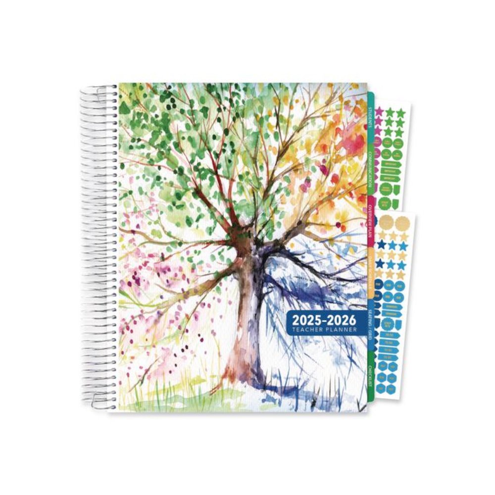 Deluxe Seasons Tree Weekly/Monthly Lesson Planner, 7 Classes, Multicolor Cover, 11 x 8.5, 13-Month: Aug 2025 to Aug 2026. Picture 1