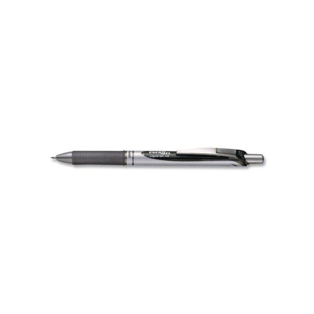 EnerGel RTX Deluxe Gel Pen, Retractable, Medium 0.7 mm, Black Ink, Silver/Black Barrel, Dozen. Picture 3
