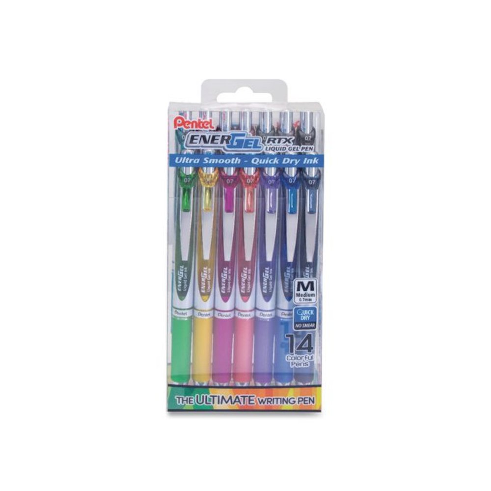 EnerGel RTX Gel Pen, Retractable, Medium 0.7 mm, Assorted Creative Ink and Barrel Colors, 14/Pack. Picture 1