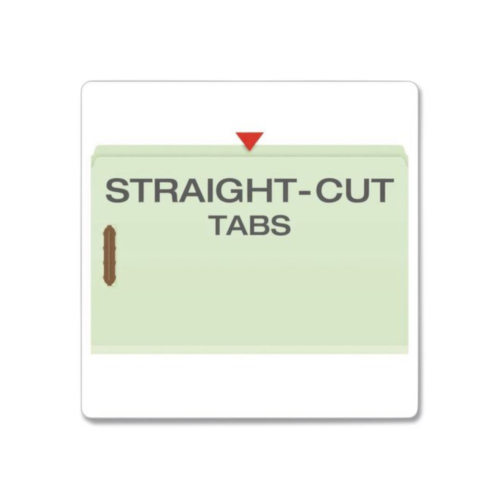 Heavy-Duty Pressboard Fastener Folders, Straight Tab, Expands 2", 2 Fasteners, Legal Size, Light Green, 25/Box. Picture 4
