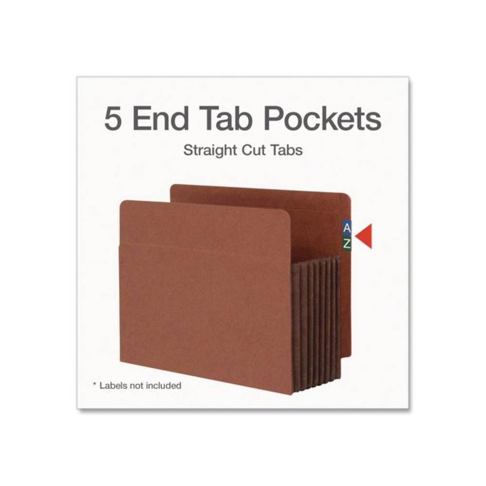 End Tab File Pocket, 7" Expansion, Letter Size, Brown, 5/Box. Picture 2