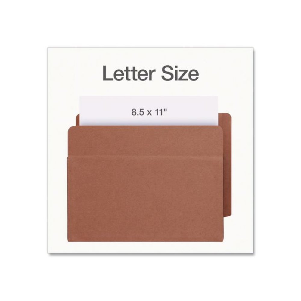 End Tab File Pocket, 7" Expansion, Letter Size, Brown, 5/Box. Picture 3