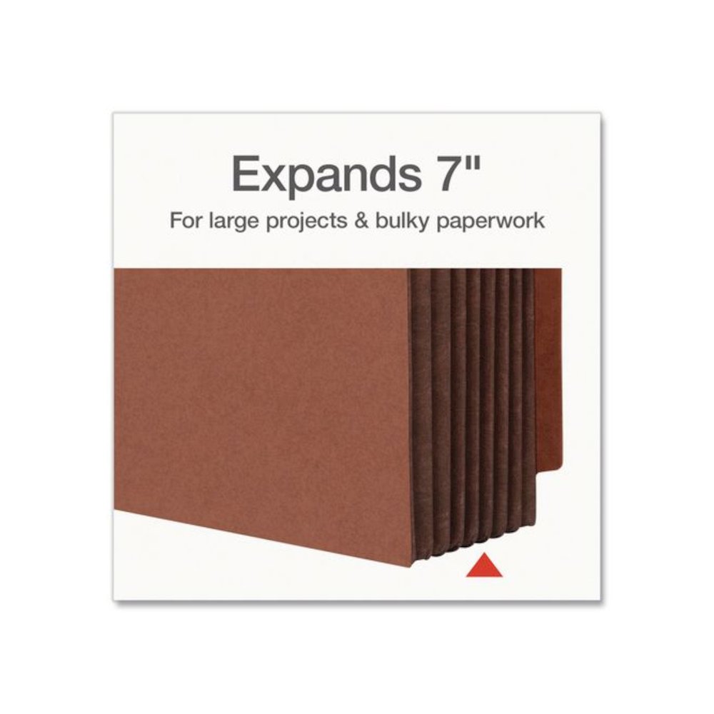 End Tab File Pocket, 7" Expansion, Letter Size, Brown, 5/Box. Picture 4