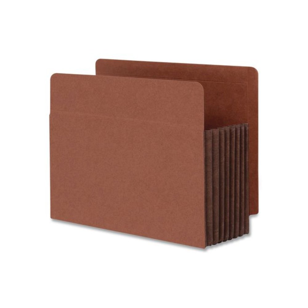 End Tab File Pocket, 7" Expansion, Letter Size, Brown, 5/Box. Picture 1