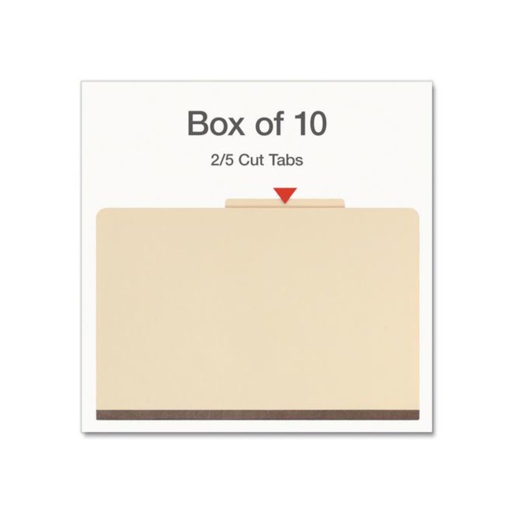 Manila Top Tab Classification Folders, 2/5-Cut Tab, Expands 1.75", 1 Divider, 4 Fasteners, Legal Size, Manila, 10/Box. Picture 2
