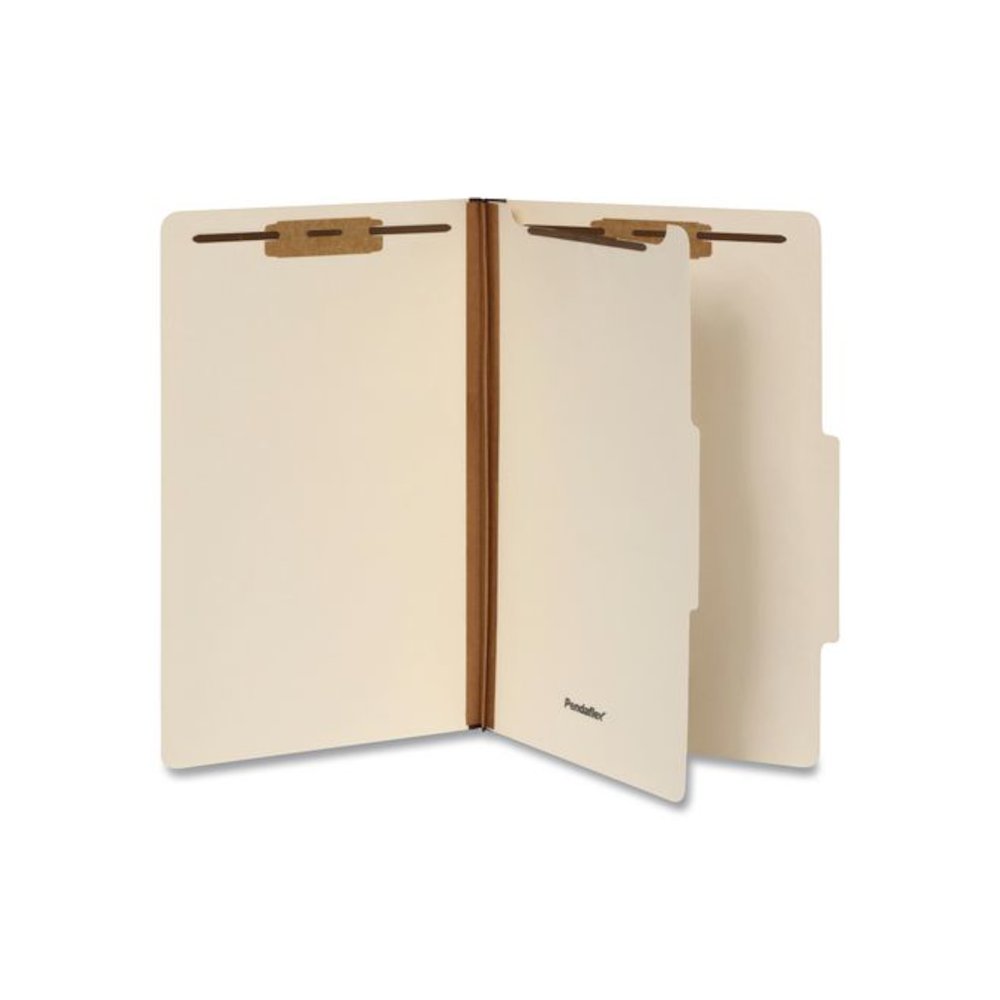 Manila Top Tab Classification Folders, 2/5-Cut Tab, Expands 1.75", 1 Divider, 4 Fasteners, Legal Size, Manila, 10/Box. Picture 1