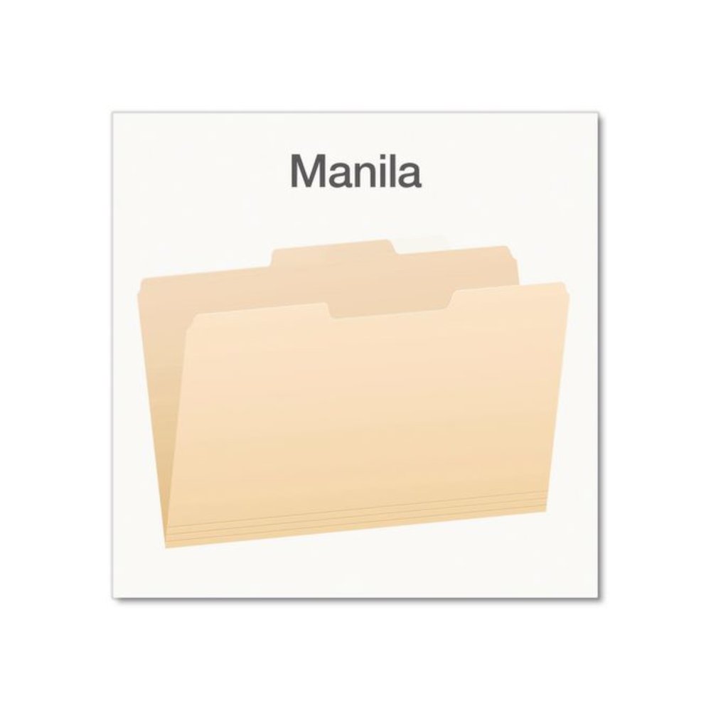 Manila File Folders, 1/3-Cut Tabs: Center Position, Legal Size, 0.75" Expansion, Manila, 100/Box. Picture 2