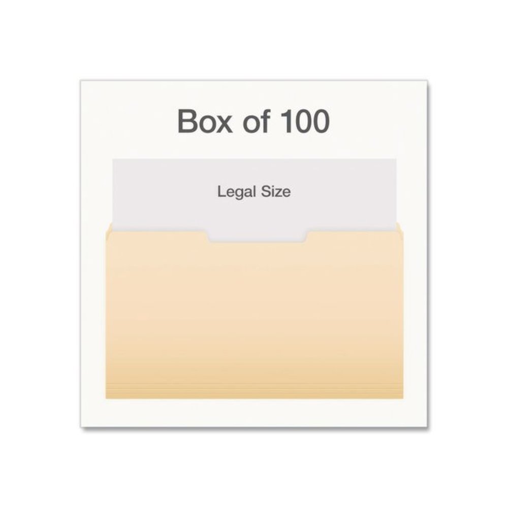 Manila File Folders, 1/3-Cut Tabs: Center Position, Legal Size, 0.75" Expansion, Manila, 100/Box. Picture 3