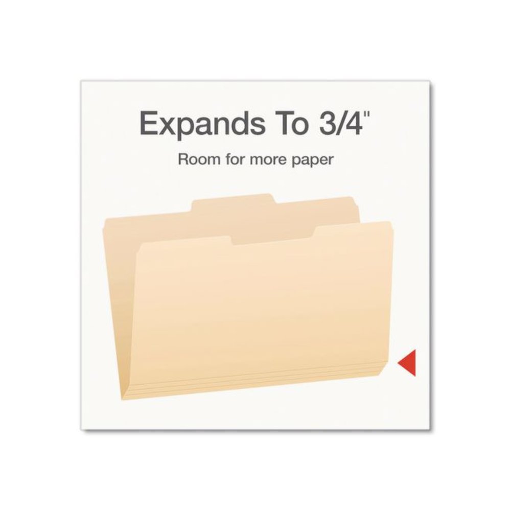 Manila File Folders, 1/3-Cut Tabs: Center Position, Legal Size, 0.75" Expansion, Manila, 100/Box. Picture 4