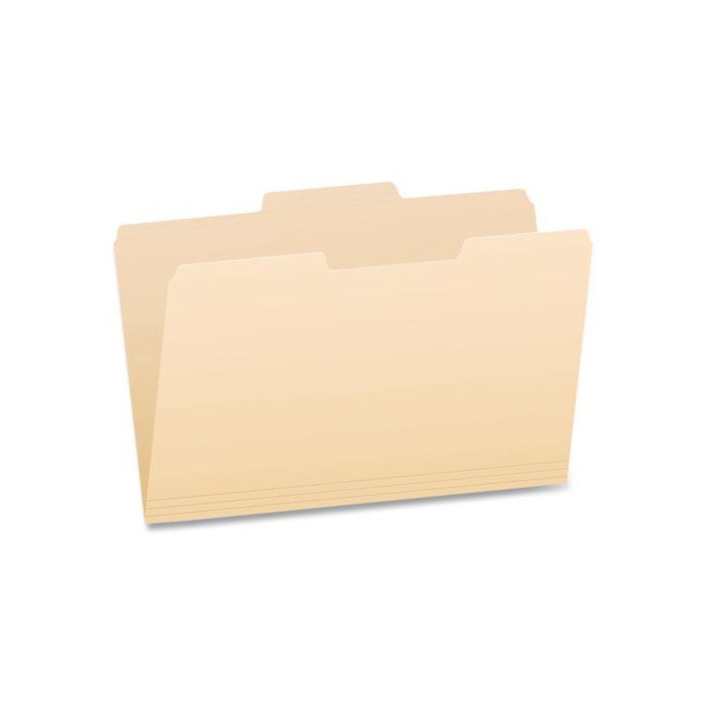 Manila File Folders, 1/3-Cut Tabs: Center Position, Legal Size, 0.75" Expansion, Manila, 100/Box. Picture 1