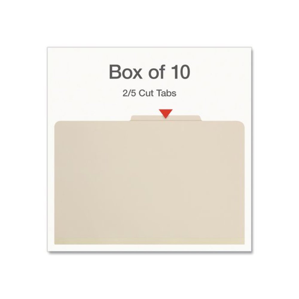 Heavy-Duty Pressboard Classification Folder, 2/5-Cut Tab, Expands 2", 2 Dividers, 6 Fasteners, Legal Size, Manila, 10/Box. Picture 2
