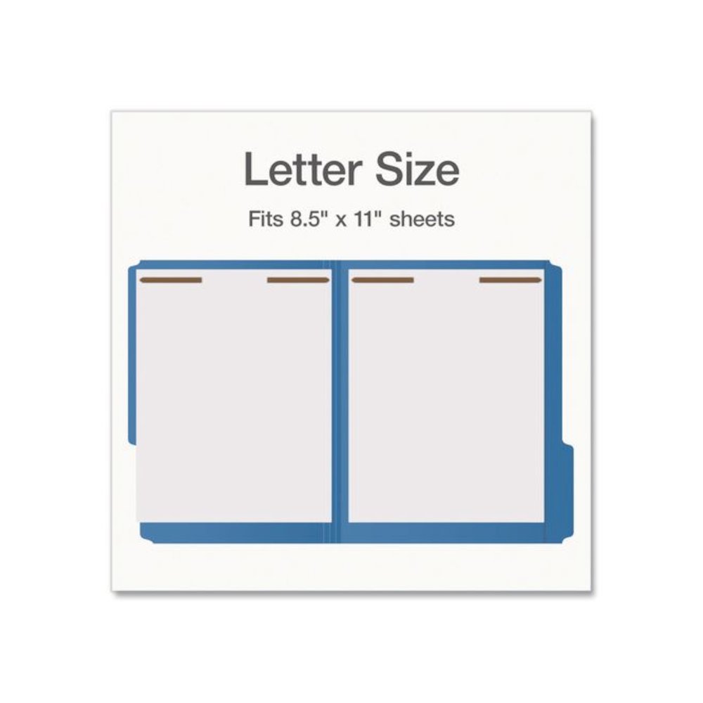Heavy-Duty Fastener Folder, 1/3-Cut Tab: Assorted, Expands 0.75", 2 Fasteners, Letter Size, Assorted, 50/Box. Picture 3