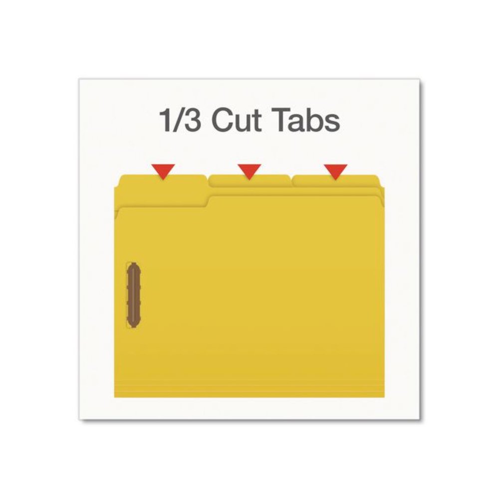 Heavy-Duty Fastener Folder, 1/3-Cut Tab: Assorted, Expands 0.75", 2 Fasteners, Letter Size, Assorted, 50/Box. Picture 4