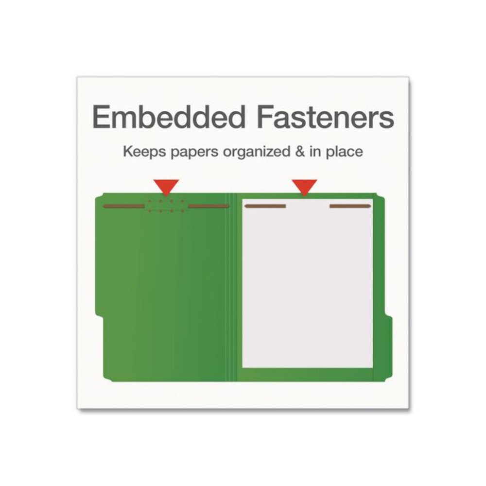 Heavy-Duty Fastener Folder, 1/3-Cut Tab: Assorted, Expands 0.75", 2 Fasteners, Letter Size, Assorted, 50/Box. Picture 5