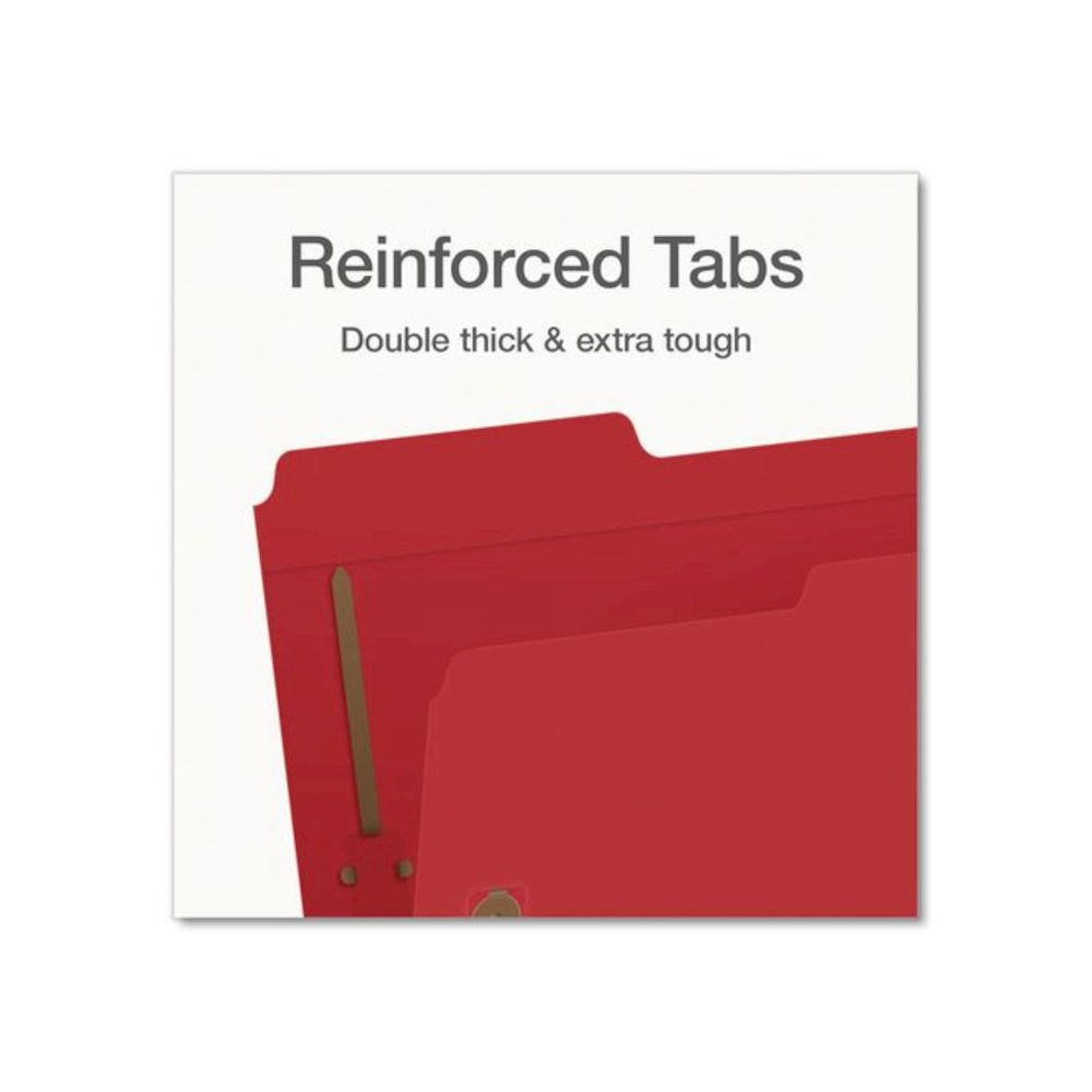 Heavy-Duty Fastener Folder, 1/3-Cut Tab: Assorted, Expands 0.75", 2 Fasteners, Letter Size, Assorted, 50/Box. Picture 6