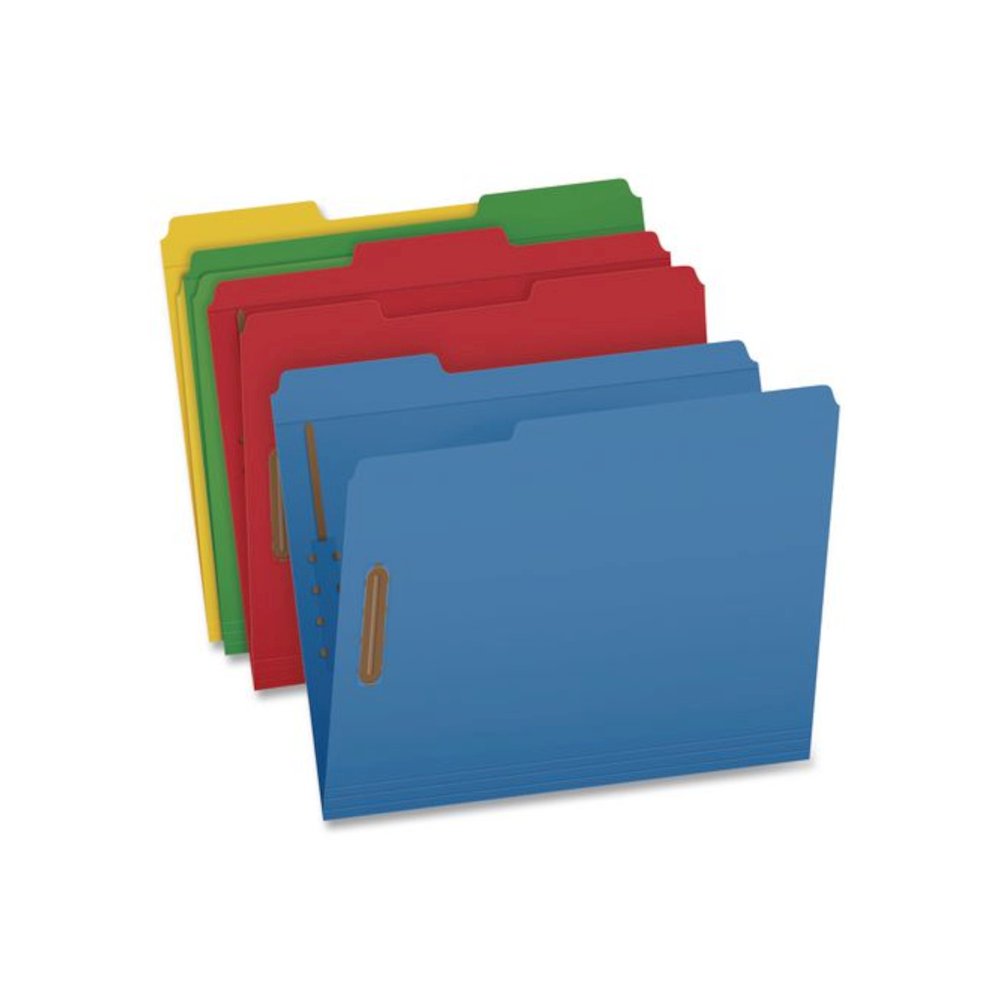 Heavy-Duty Fastener Folder, 1/3-Cut Tab: Assorted, Expands 0.75", 2 Fasteners, Letter Size, Assorted, 50/Box. Picture 1
