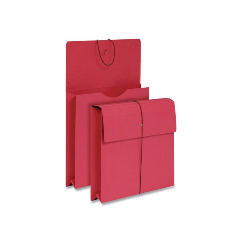 Expanding Wallet with Elastic Closure, 2" Expansion, 1 Section, Letter Size, Red, 10/Box. Picture 1