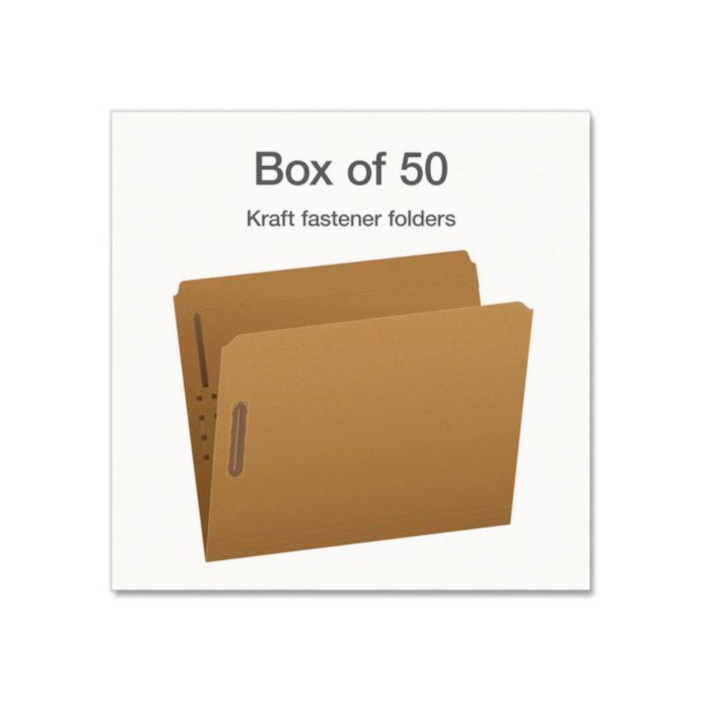 Kraft Fastener Folders, Straight Tab, Expands 0.75", 2 Fasteners, Letter Size, Kraft, 50/Box. Picture 2