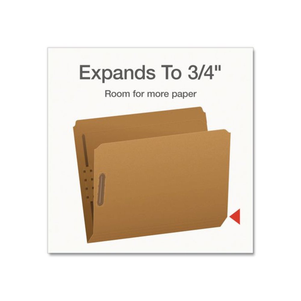 Kraft Fastener Folders, Straight Tab, Expands 0.75", 2 Fasteners, Letter Size, Kraft, 50/Box. Picture 6