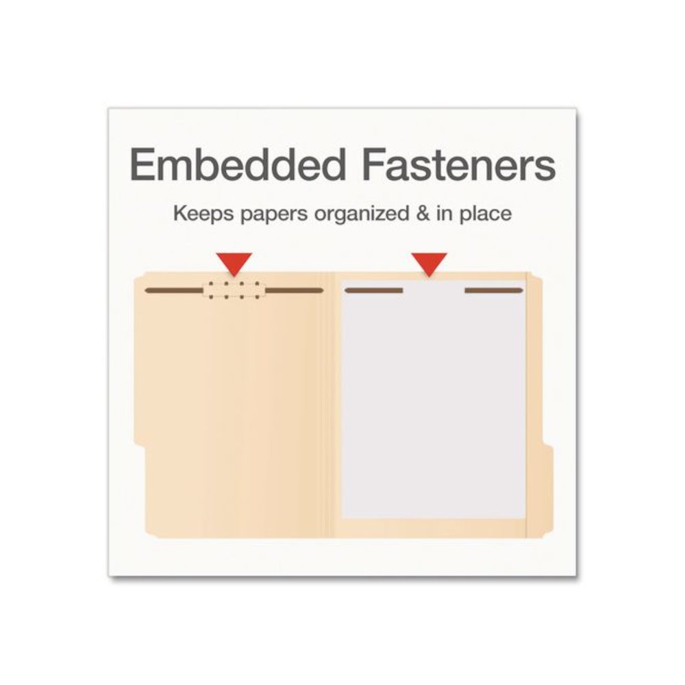 Heavy-Duty Fastener Folder, 1/3-Cut Tab: Assorted, Expands 0.75", 2 Fasteners, Letter Size, Manila, 50/Box. Picture 4