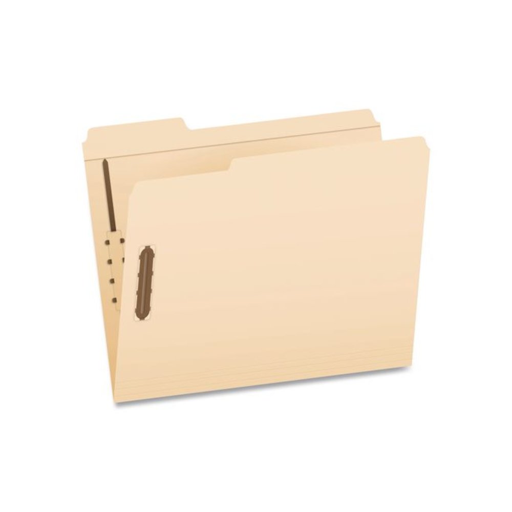 Heavy-Duty Fastener Folder, 1/3-Cut Tab: Assorted, Expands 0.75", 2 Fasteners, Letter Size, Manila, 50/Box. Picture 1