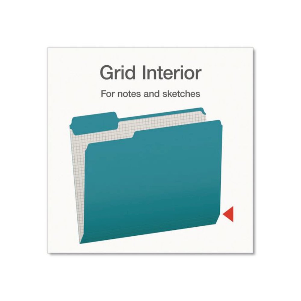 Double-Ply Reinforced Top Tab Colored File Folders, 1/3-Cut Tabs: Assorted, Letter, 0.75" Expansion, Teal, 100/Box. Picture 6