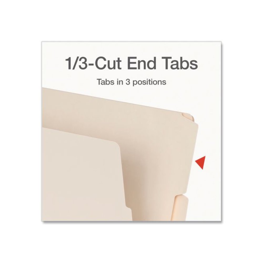 Manila End Tab Folders, 1/3-Cut Tabs: Assorted, Letter Size, 0.75" Expansion, Manila, 100/Box. Picture 3