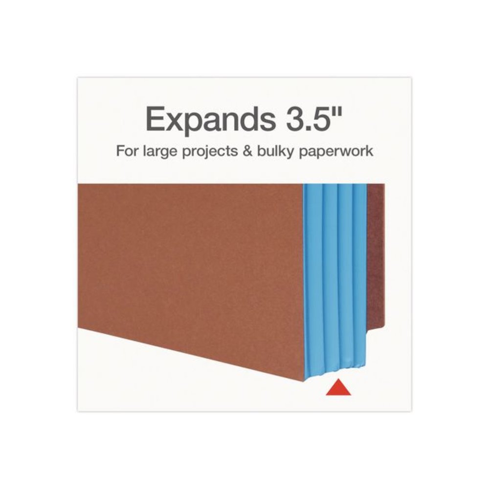 End Tab File Pocket, Blue Gusset, 3.5" Expansion, Letter Size, Brown/Blue, 10/Box. Picture 4